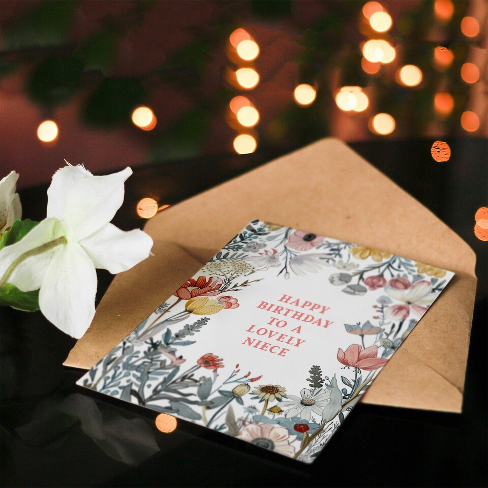 image 1 of Meadow Floral Blooms Plants Garden Flowers Birthday Her Niece Card