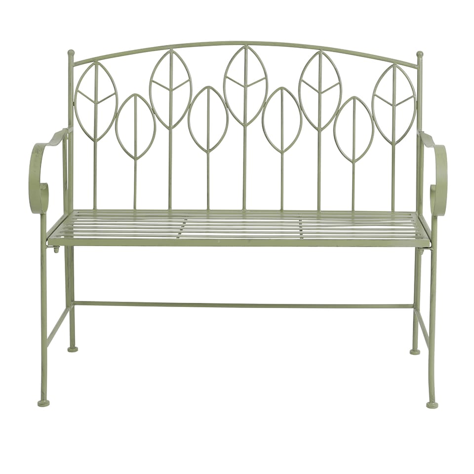image 1 of Charles Bentley Rustic Metal Garden Bench - Leaf Design | Green | Green