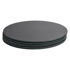 Harbour Housewares Round Glass Placemats - 30cm - Black - Pack of 6 | Black | Black