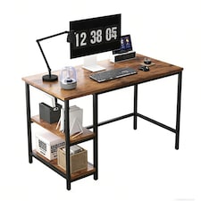 MCC Direct Computer Desk with 2 Adjustable shelves - Chicago 120cm Brown | Brown