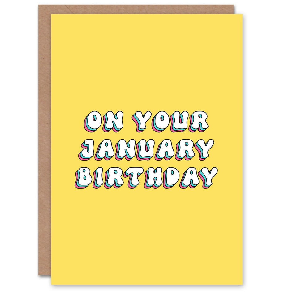 image 1 of Born January Bright Retro Yellow Woman Her Birthday Card