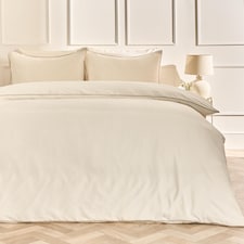 OHS Piped Edge Bedding Set Soft Duvet Cover with Pillowcase | Cream | Natural/Ivory | King