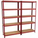 image 10 of Home Vida 5 Tier Large Heavy Duty Adjustable Steel Garage Shelving, Red - Holds 875kg - (Set of 2) | Red | Red | Large