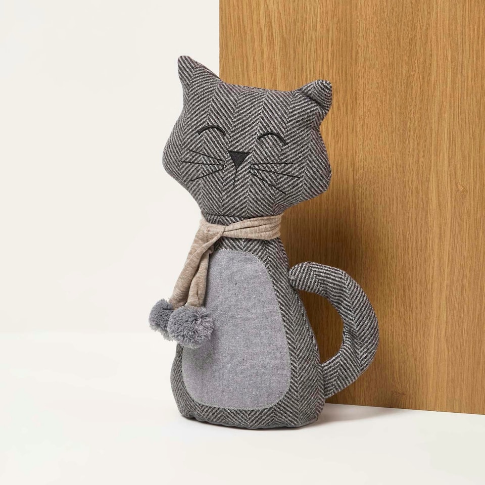 image 1 of Homescapes Cat Door Stop - Set of 2 - Animal Door Stops