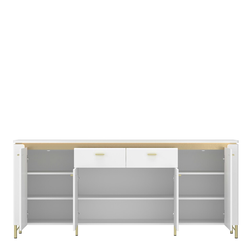 image 1 of Lazio Sideboard 4 Door 2 Drawer in Alpine White/White Gloss