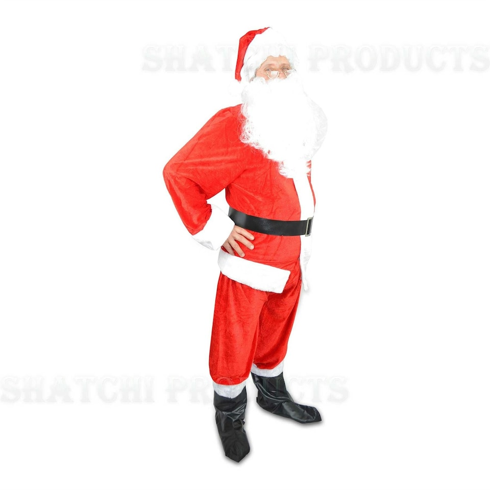 image 1 of Santa Claus Suit Adult Premium Plush Mens Cosplay Costume Complete Outfit Fancy Dress Father Christmas Party Clothes