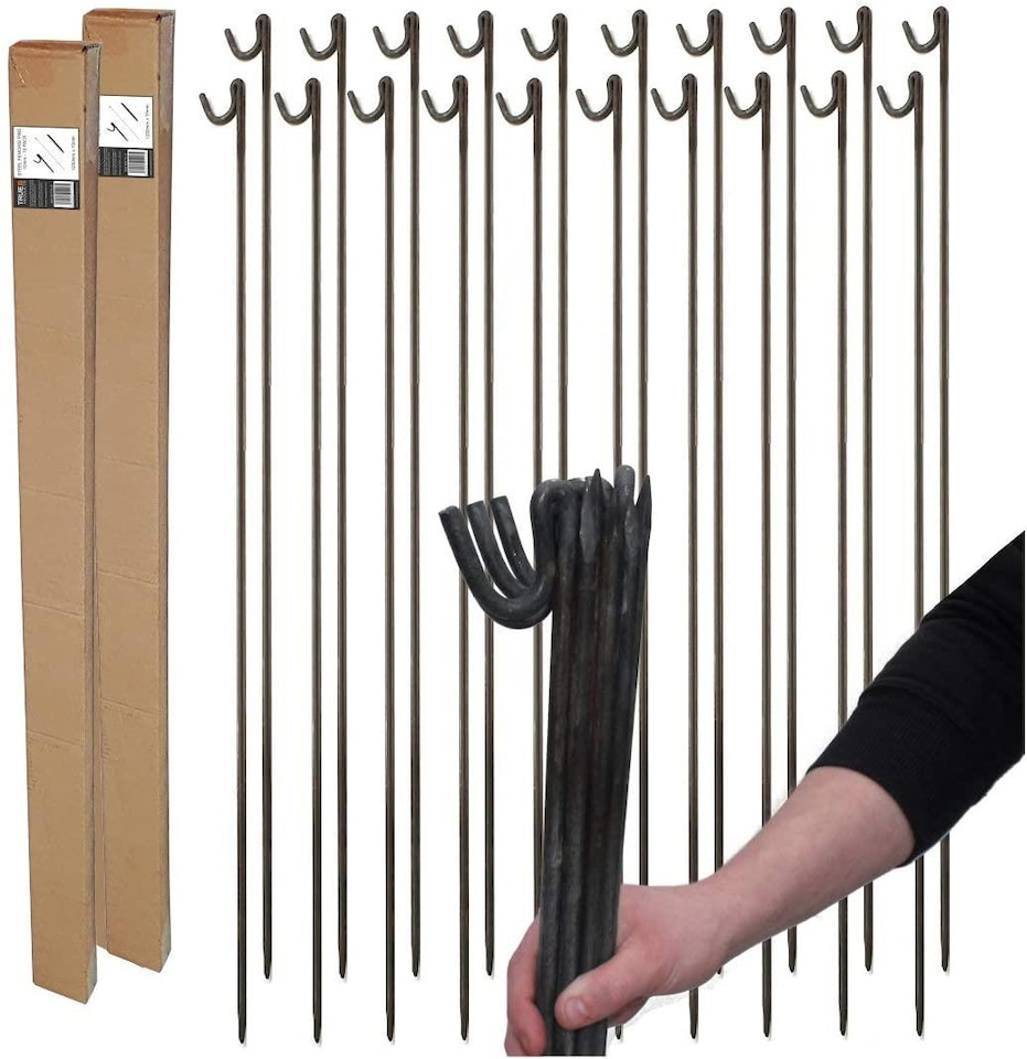 image 1 of True Products Heavy Duty Steel Temporary Fencing Pins 10mm x 1250mm Pack of 20 | Grey | Grey | 20