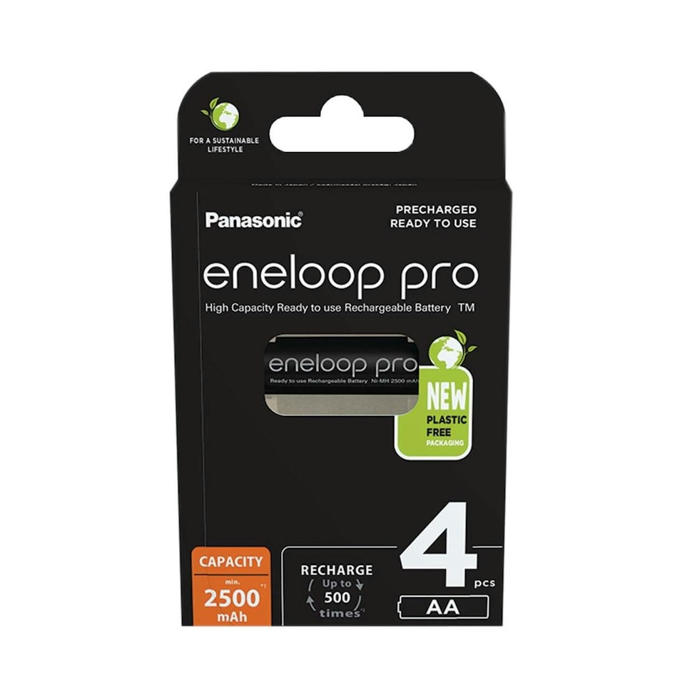 image 1 of Panasonic Eneloop Pro AA 2500mAh Rechargeable Batteries - Pack of 4 AA