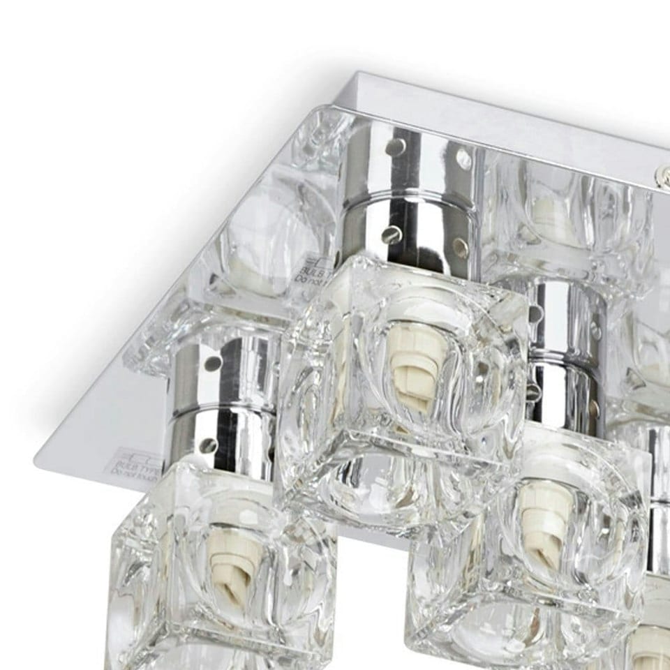 image 1 of ValueLights Ritz Ice Cube Polished Silver Semi-Flush Light & Bulb | Chrome