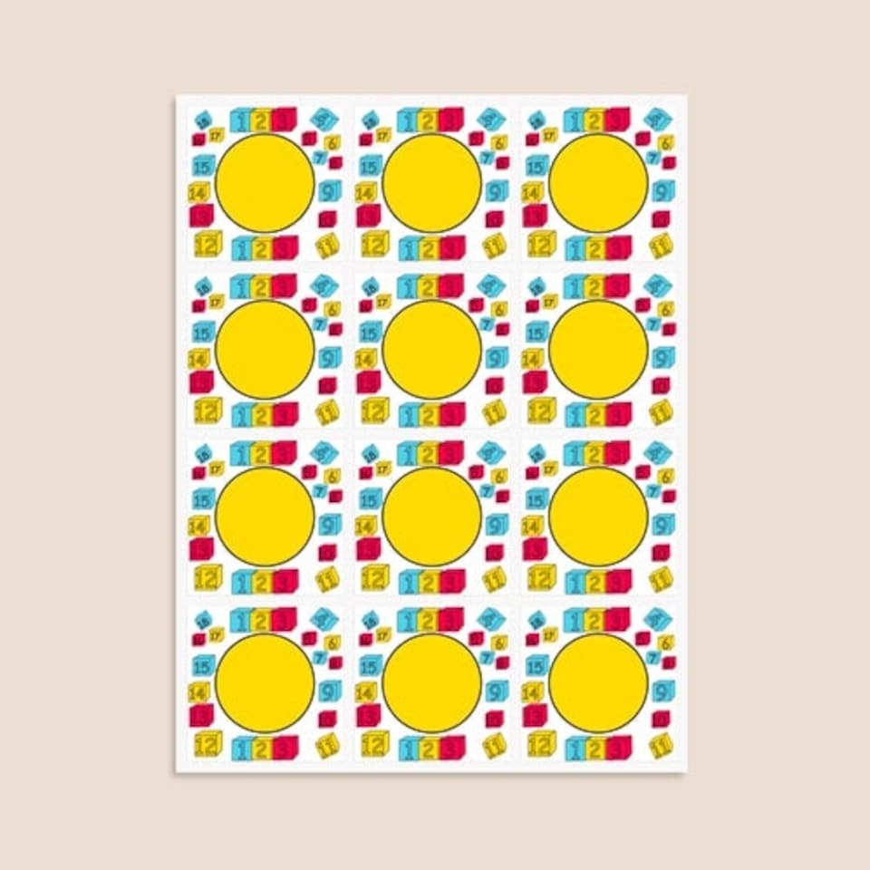 image 1 of Numbers Design 65mm Square Sticker sheet of 12