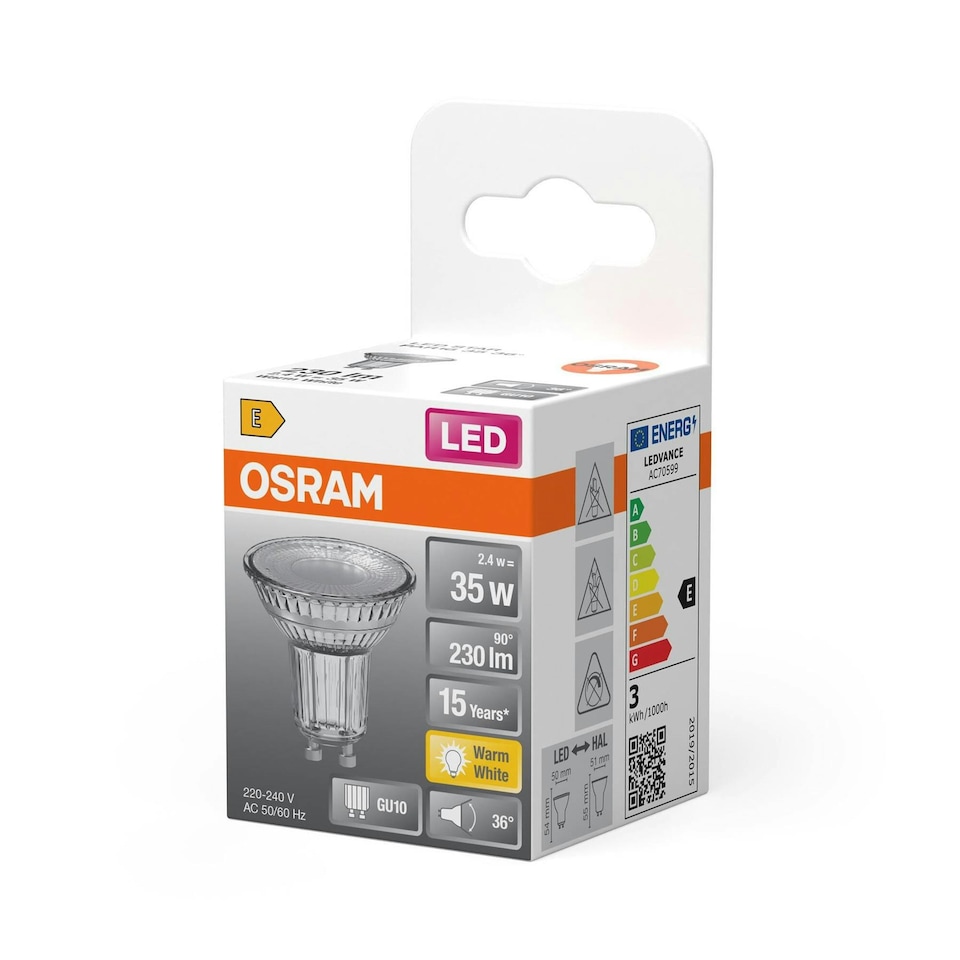image 1 of OSRAM LED Spot Reflector Star PAR16 35, 2700 K warm white 6 pack