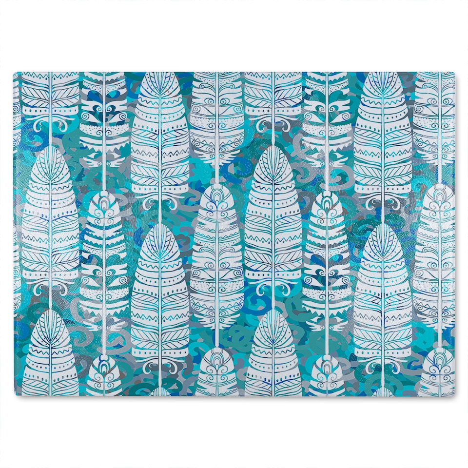 image 1 of Tribal Art Animal Glass Chopping Board | Multi
