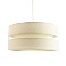 Contemporary Quality Cream Linen Fabric Triple Tier Ceiling Pendant Light Shade | Cream