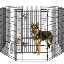 Yaheetech 8-Panel Metal Pet Playpen, 61 × 107 cm Black