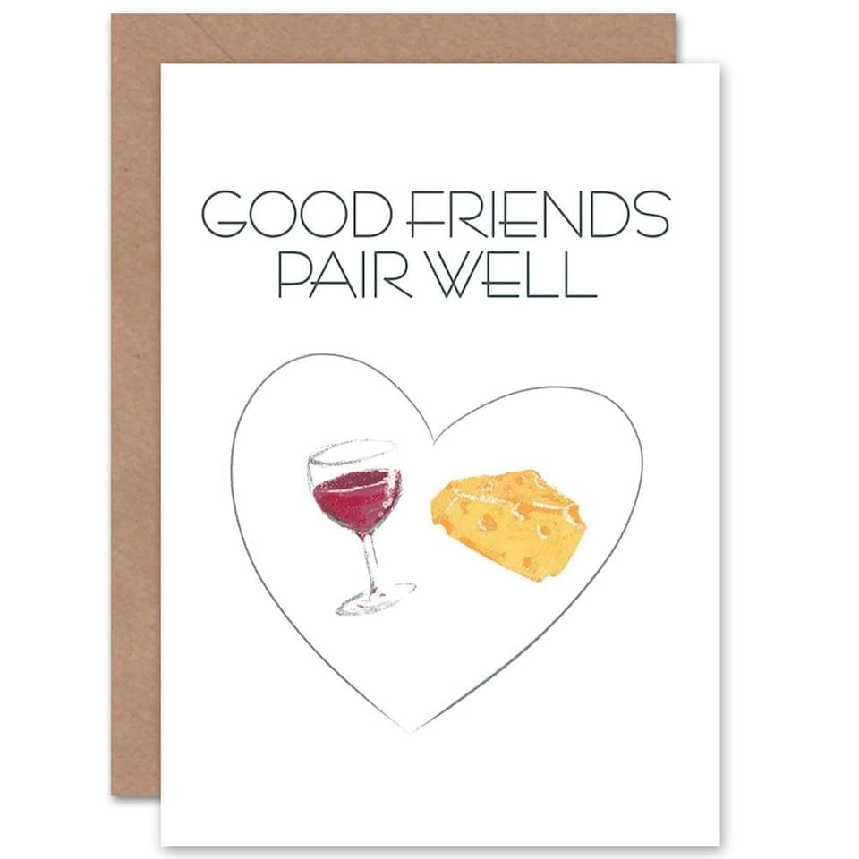 image 1 of Good Pair Cheese Wine Friendship Card