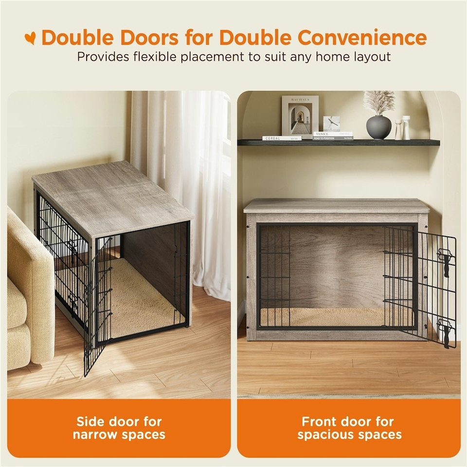 image 1 of Yaheetech 96 cm W Dog Crate Furniture | Grey | One Size