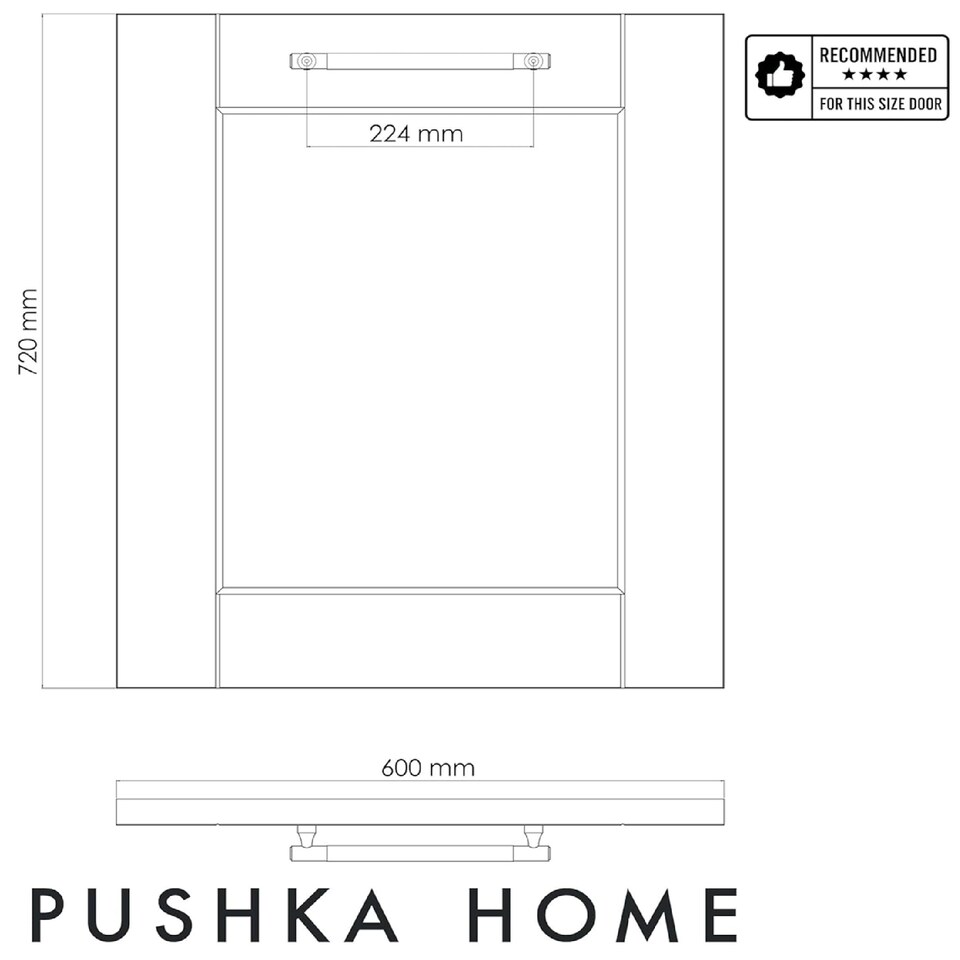 image 1 of Pushka Home Solid Brass Knurled Bar Handle 224mm - Black