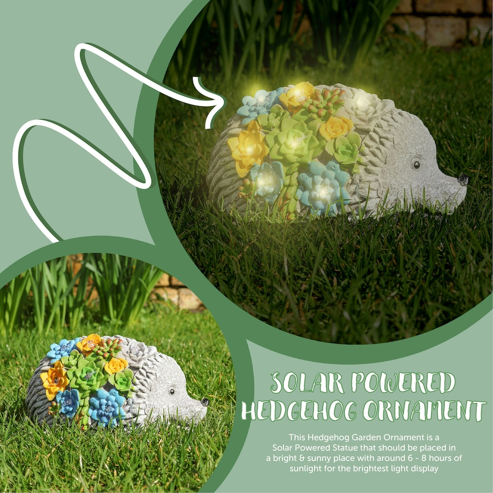 image 1 of Solar Hedgehog Statue Garden Ornaments