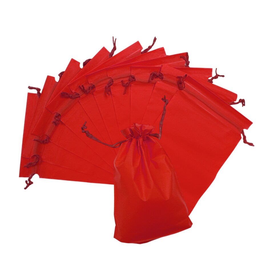 image 1 of Pack of 25 Red Coloured 21x29cm PEVA Frosted Drawstring Bags | Red