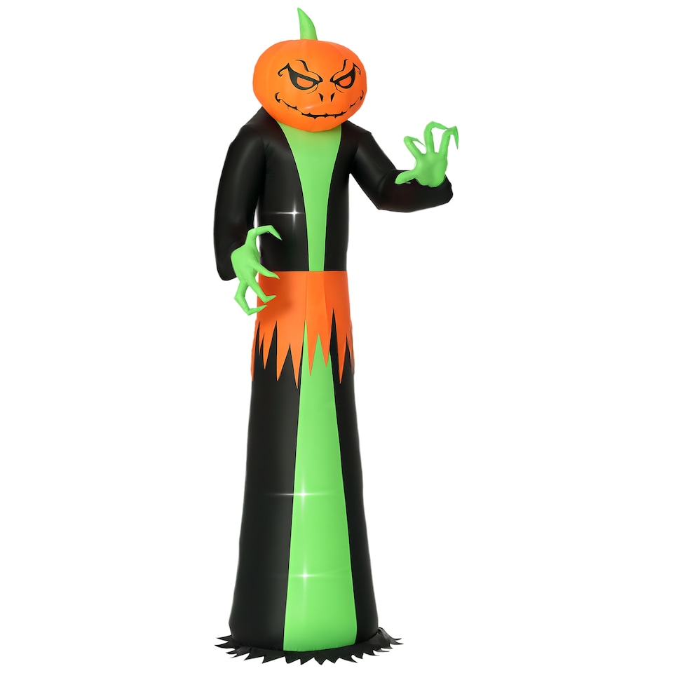 image 1 of HOMCOM 9FT Inflatable Halloween Pumpkin Ghost with Build in LED,  Outdoor Lighted Blow Up Inflatables for Party Indoor, Garden, Lawn