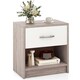 image 3 of COSTWAY Bedroom Nightstand 3-Tier Table w/Drawer Light Grey Grey