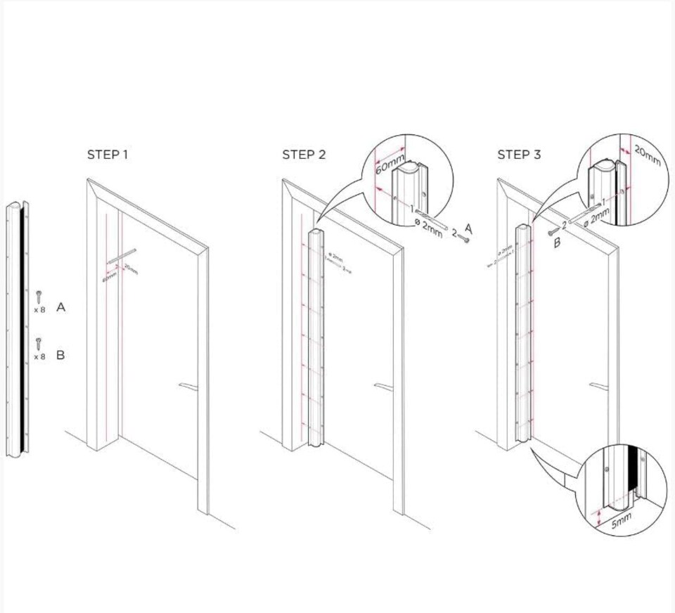 image 1 of Exitex Roller Finger Protector 1925mm, Door Hinge Safety Guard, Professional Protection | Silver