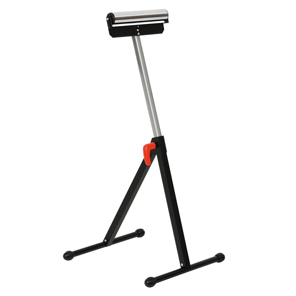 image 1 of HOMCOM Folding Roller Stand, Material Support Pedestal with Ball Bearing Roller Height Adjustable Portable, Metal Construction, Black