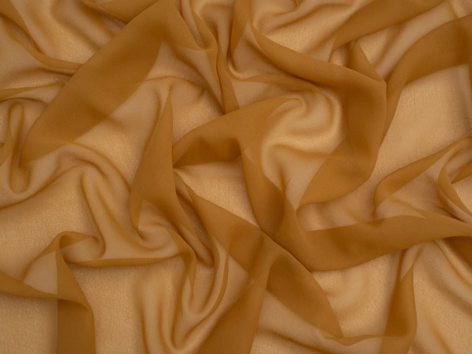 Minerva Core Range Gold Light Sheer Chiffon Fabric for Dressmaking, 110cm / 43" Wide - per metre