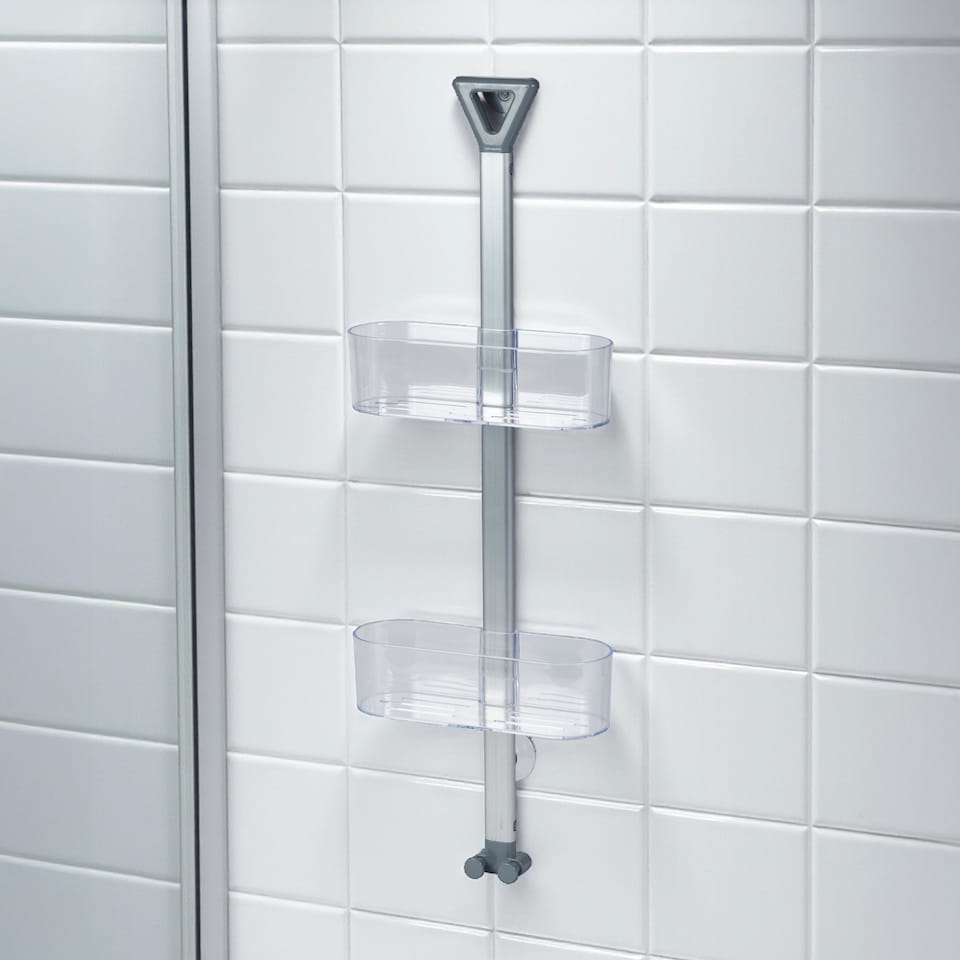 image 1 of Showerdrape Elements Clear 2 Tier Basket Hanging Shower Caddy | Clear | 1