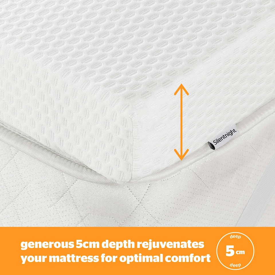 image 1 of Silentnight Impress 5cm Thick Memory Foam Mattress Topper, Hypoallergenic, Orthopedic, Double