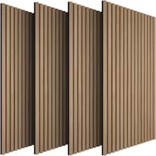 Acoustic Wall Panels with Wood Veneer Slats, Thick Felt and Easy to Install | Brown | oak | 120 x 60 x 120 cm | 4