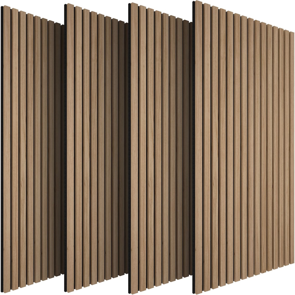 image 1 of Acoustic Wall Panels with Wood Veneer Slats, Thick Felt and Easy to Install | Brown | oak | 120 x 60 x 120 cm | 4