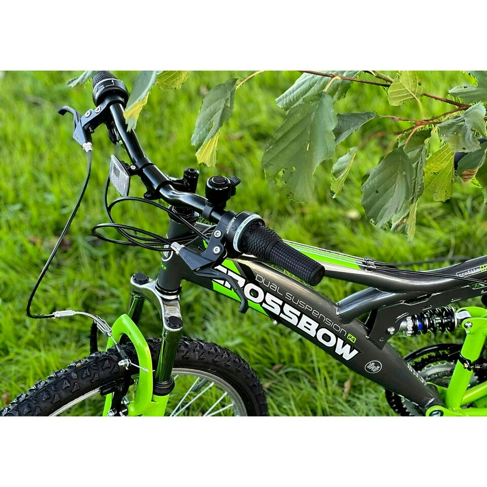 image 1 of Dallingridge Crossbow Junior Full Suspension Mountain Bike 24" Wheel - Graphite/Lime