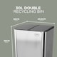 image 2 of DMD 30L Stainless Steel Recycling Bin, 2 x 15L Removable Plastic Recycling Buckets | Silver | Silver