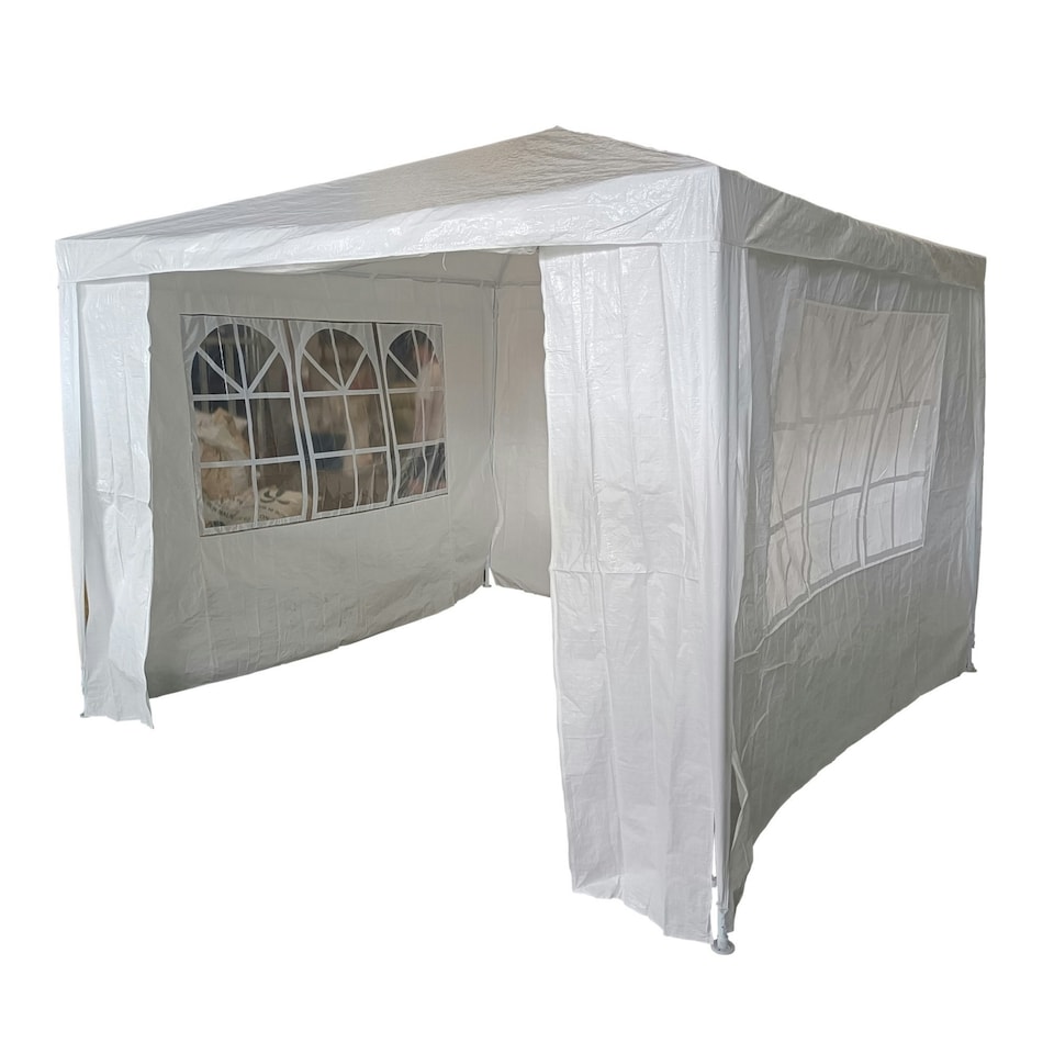 image 1 of Oypla 3m x 3m White Waterproof Garden Gazebo Marquee Awning Tent