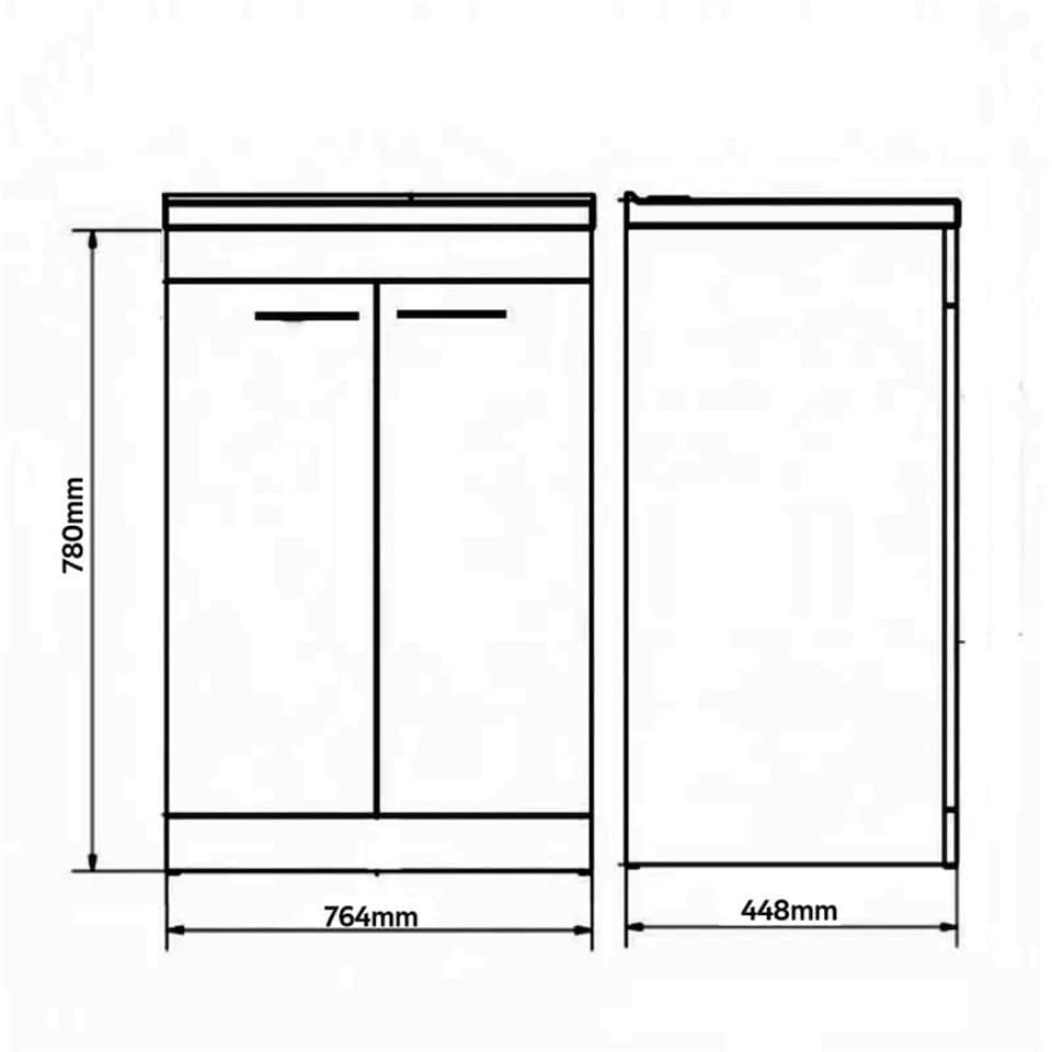 image 1 of Bathroom 2-Door Floor Standing Vanity Unit with Basin 800mm Wide White 1 Tap Hole - White Gloss - Brassware Not Included | White | White | 1