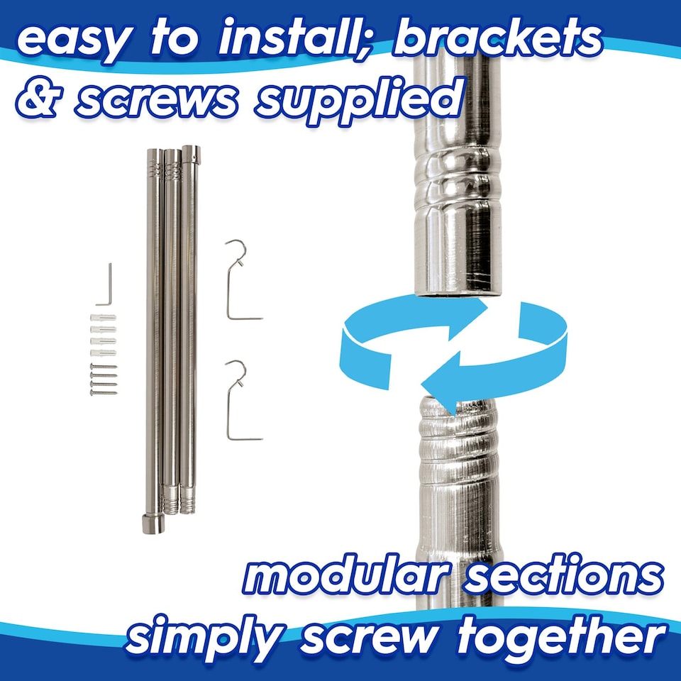 image 1 of Harbour Housewares Extendable Metal Curtain Poles Kit - 83 to 120cm - Brushed Nickel - Pack of 2