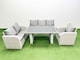image 1 of Fimous Rattan Outdoor Table Reclining Chair Sofa Set Light Grey 6 Seater