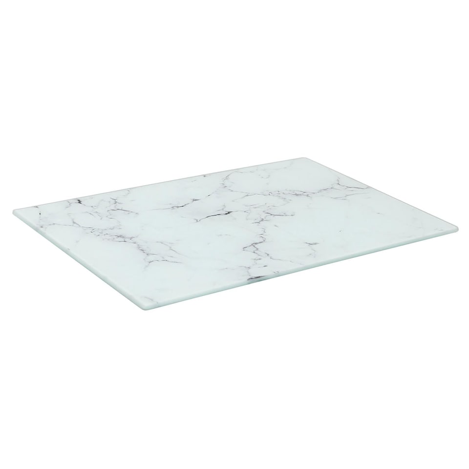 image 1 of Harbour Housewares Rectangle Glass Chopping Board - 30 x 20cm - Marble | White | Marble