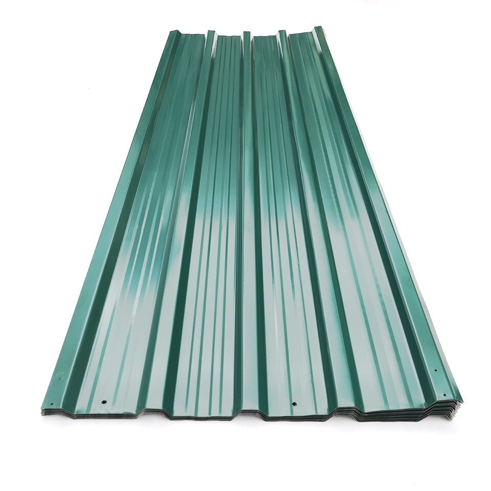 image 1 of Living and Home Set of 12 Steel Corrugated Panels - Dark Green