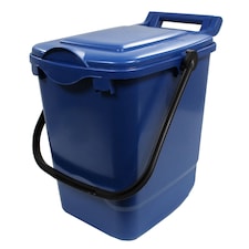 Large Compost Caddy - Blue - for Food Waste Recycling (23 Litre) - 23L Plastic Composting Kerbside Bin with Composting Guide