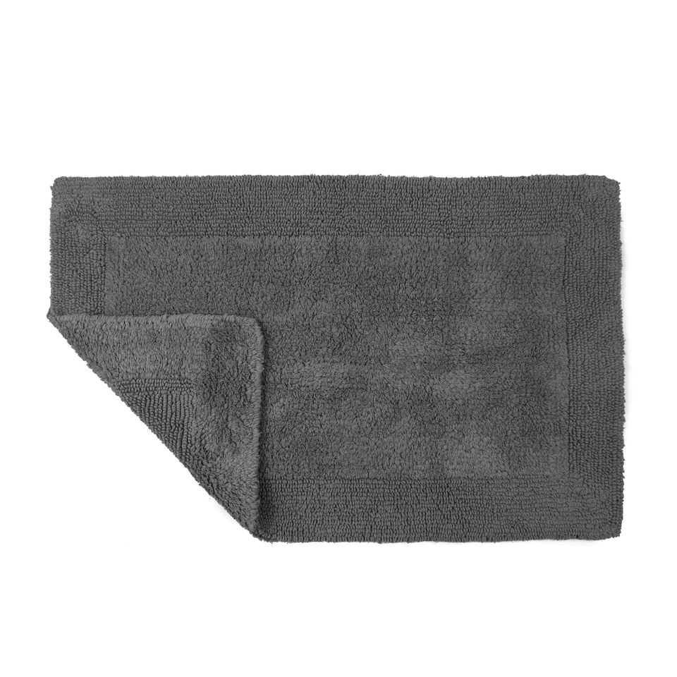 image 1 of Heavyweight Reversible Bath Mat Rug 53 x 85cm - Charcoal Grey