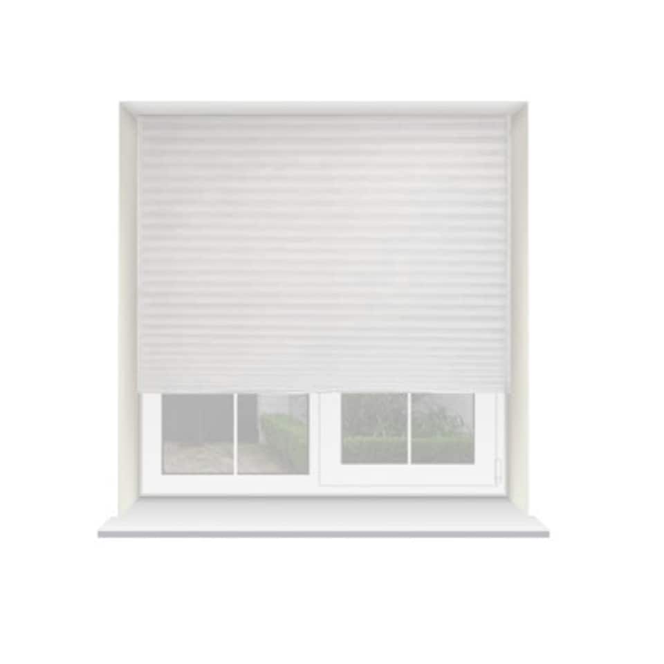 image 1 of 110cm White Temporary Self Adhesive Dimout Pleated Window Blind 200cm Drop White | White