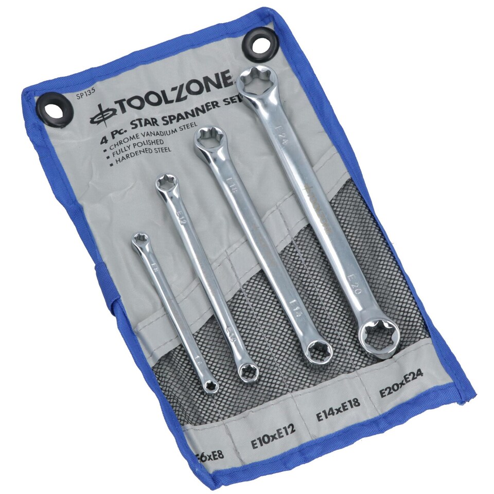 image 1 of 4pc Star / Female Torx / E Ring Spanner Tool Set E6 - E24 Wrench TE541
