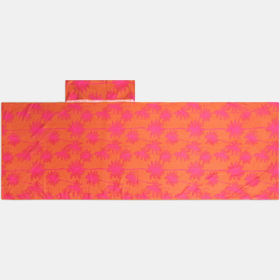 image 1 of OHS Print Beach Towel with Bag Quick Dry Absorbent Travel Spa | Orange | Palm Trees | One size