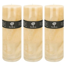Nicola Spring Round Vanilla Pillar Candles - 215 Hours - Cream - Pack of 3