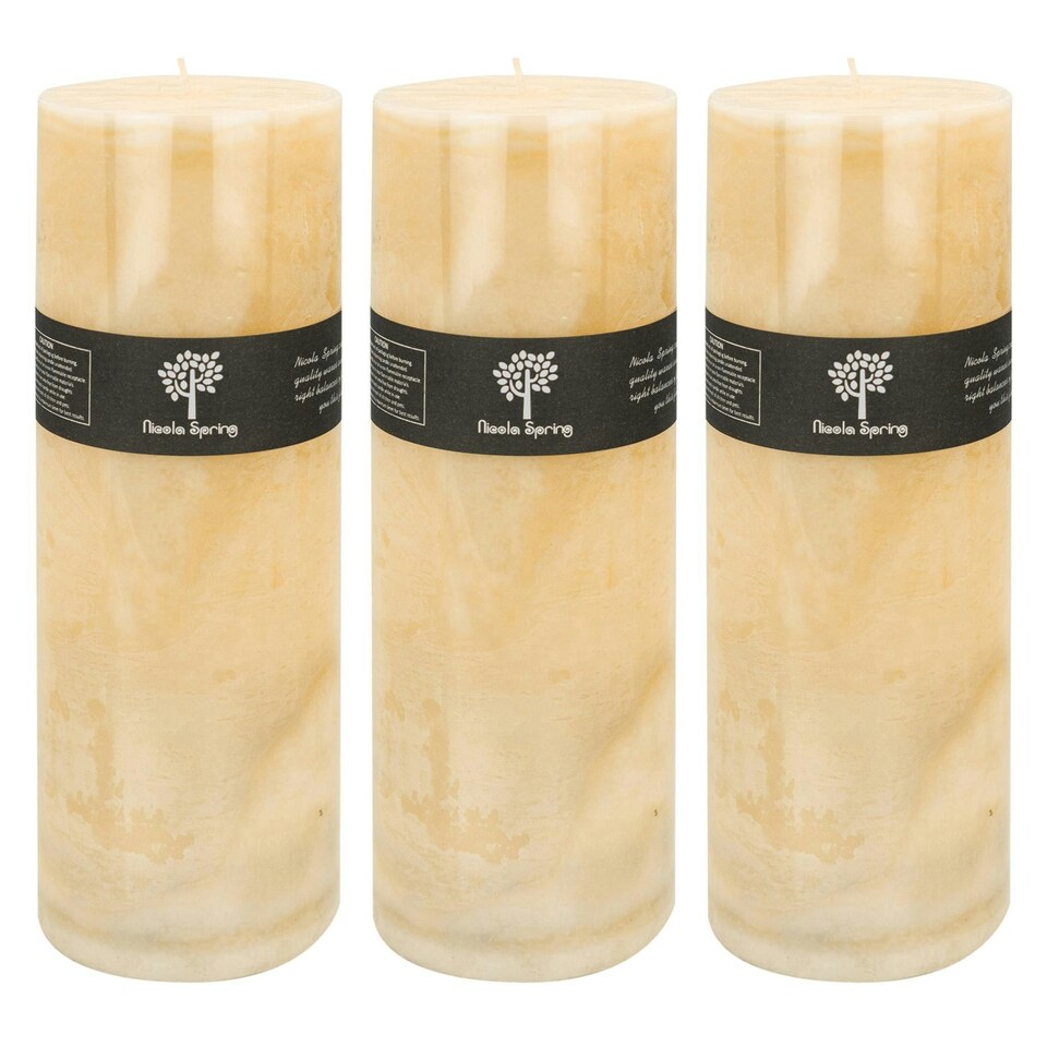 image 1 of Nicola Spring Round Vanilla Pillar Candles - 215 Hours - Cream - Pack of 3