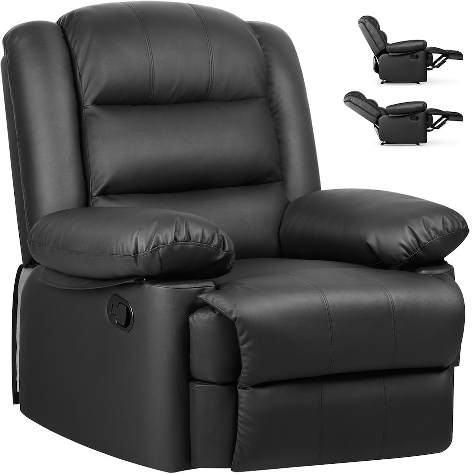 image 1 of Rattantree PU Leather Recliner Chair Manual Reclining Armchair