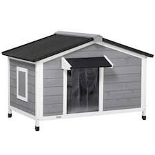PawHut Wooden Dog Kennel for Outside 109L x 79W x 72H cm, Grey