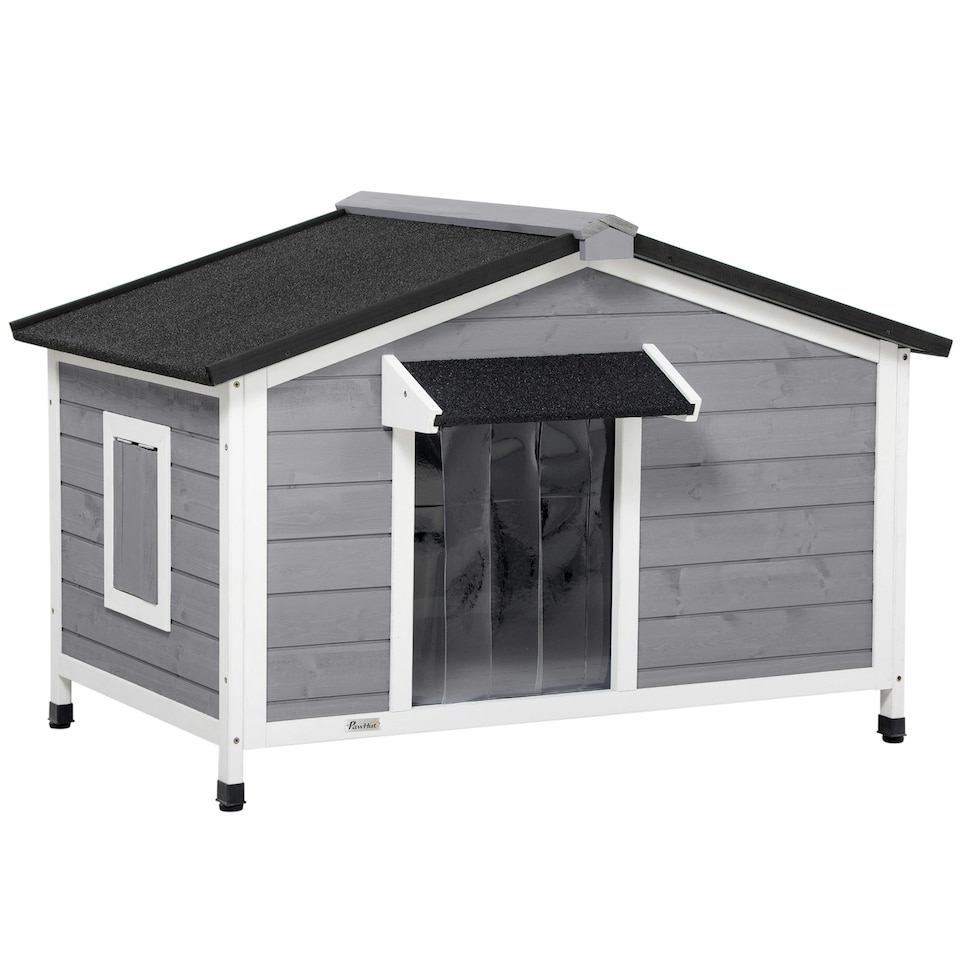 image 1 of PawHut Wooden Dog Kennel for Outside 109L x 79W x 72H cm, Grey